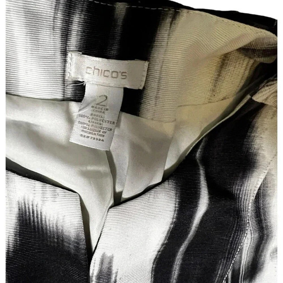 Chicos White Black Blazer Lined Hook & Eye Shoulder Pads Size 2 Large 10/12 - Picture 4 of 9